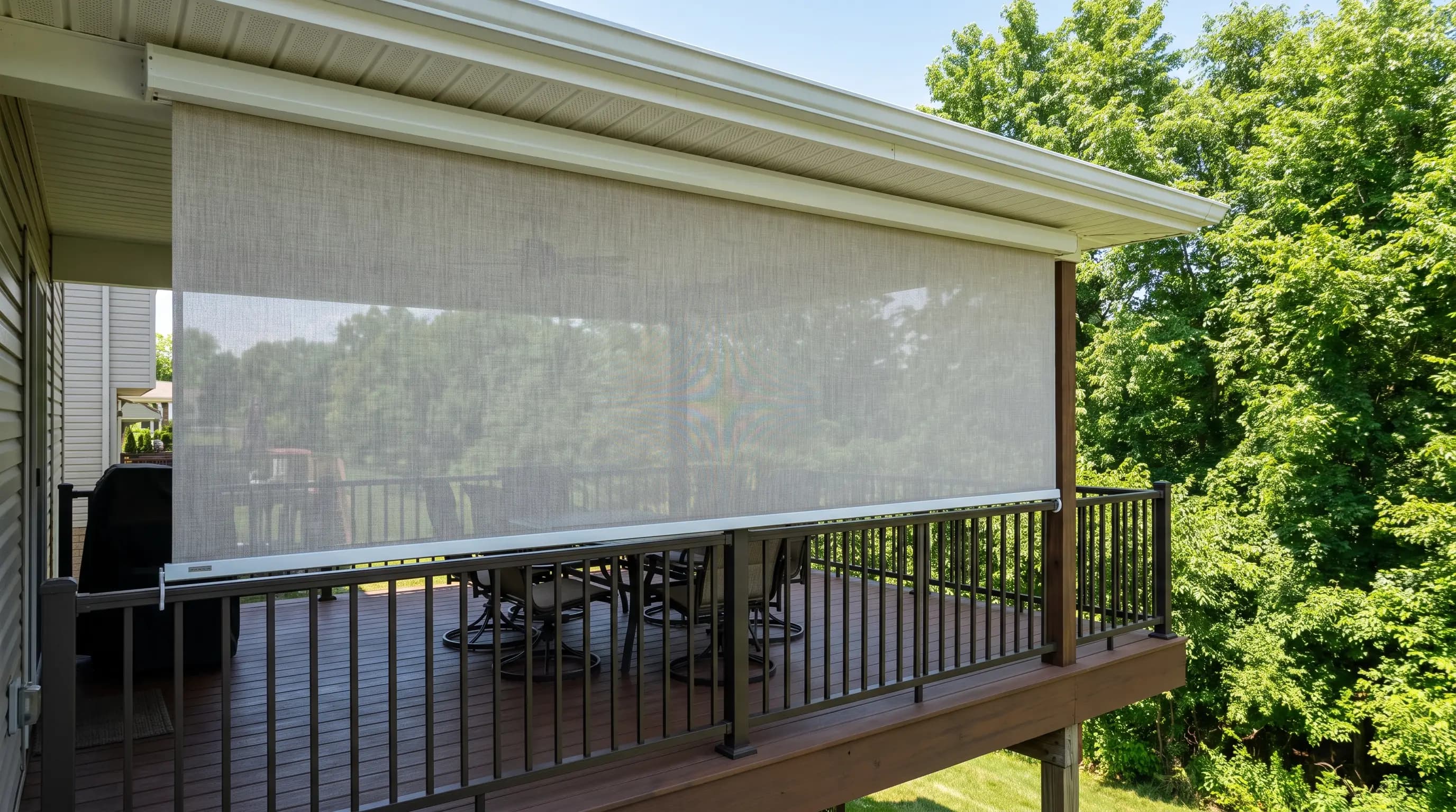 Moon Township deck · Drop Shade to railing · Nano 90 Stone