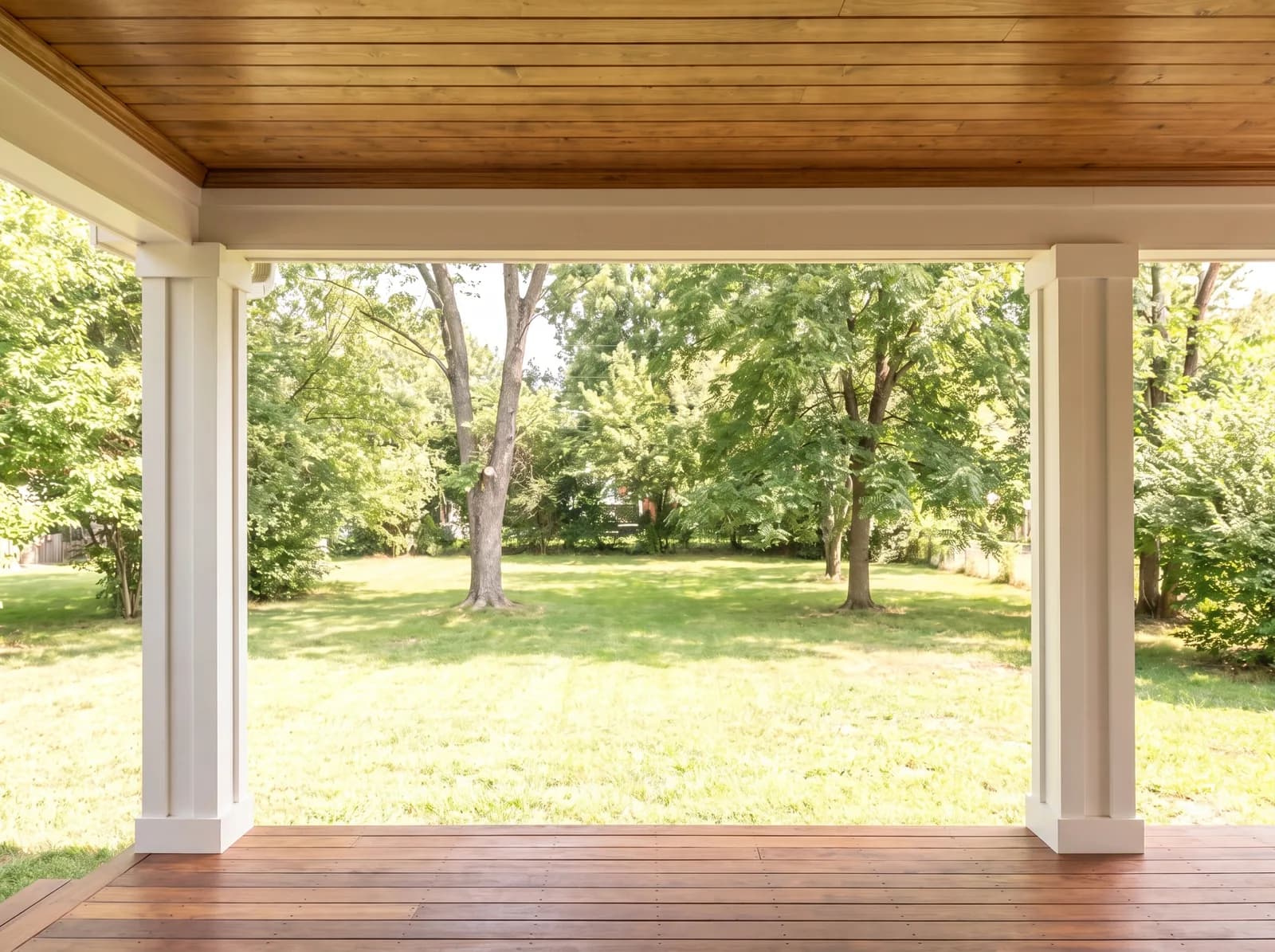 A covered patio opening ready for a solar shade